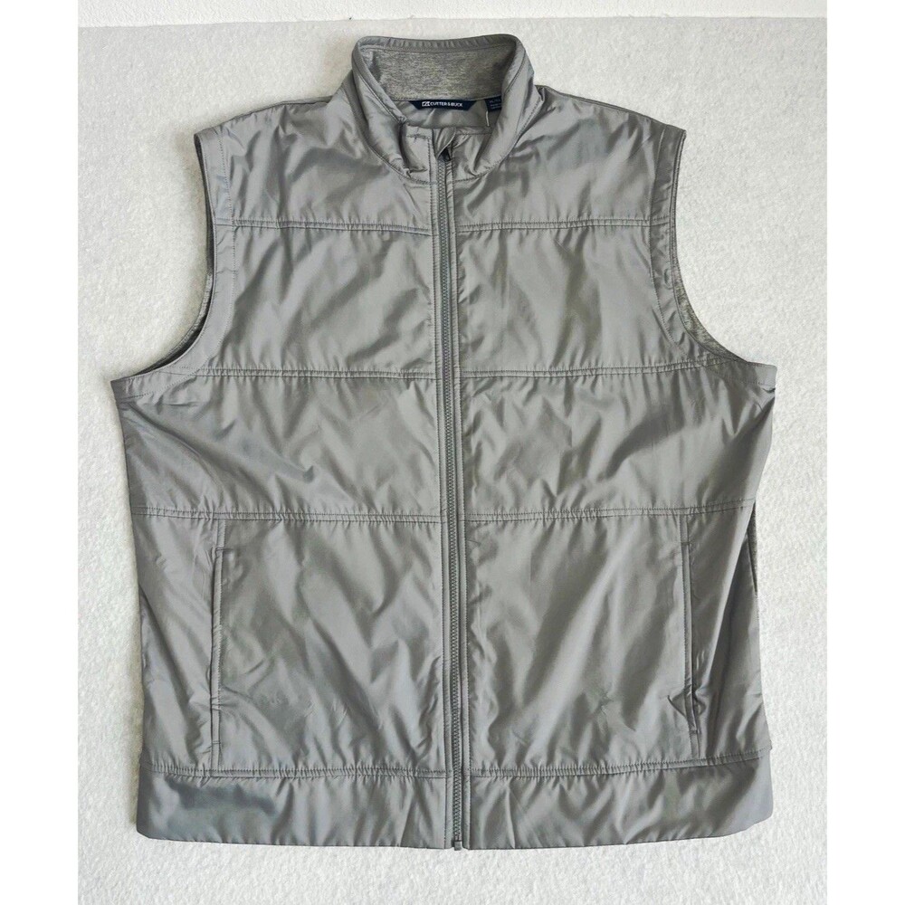 Cutter & Buck CB DryTec Men’s XL Gray Full Zip Golf Vest Lightweight NWT